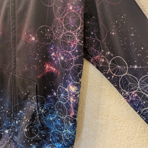 Galaxy Print Zip-Up Hoodie - Picture 6 of 8